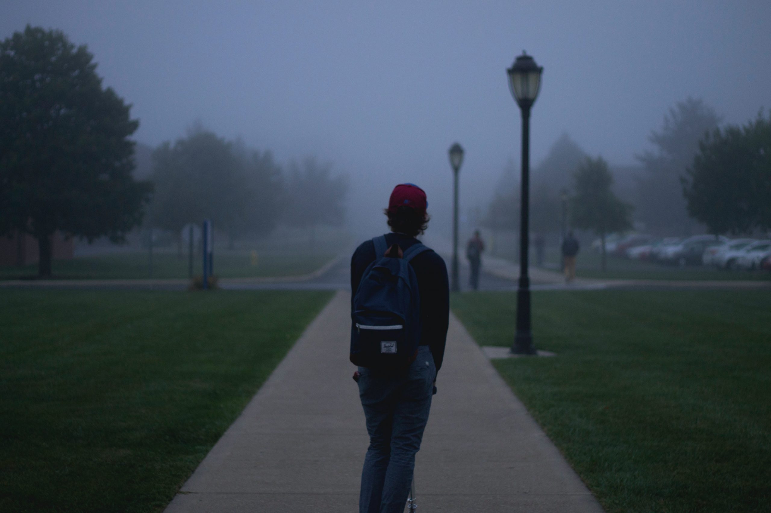 student with backpack